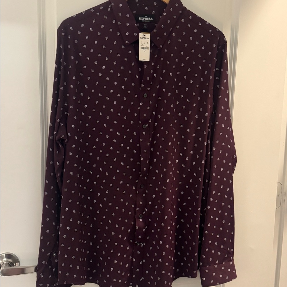 Express Burgundy Patterned Shirt